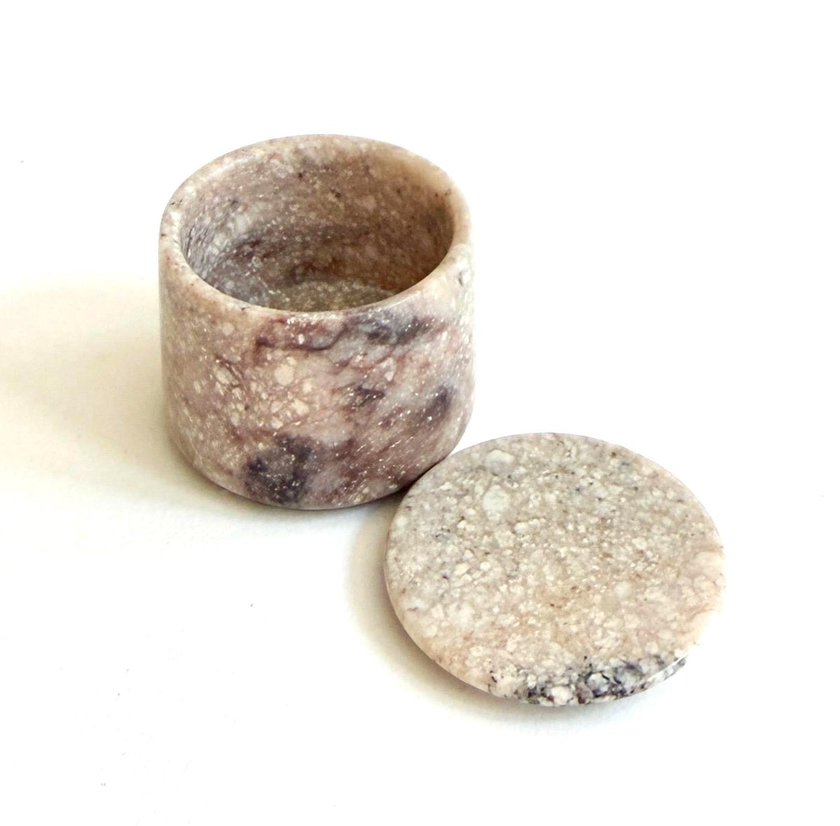 Tiny Carved Stone Box Neutral Natural Gray Tone