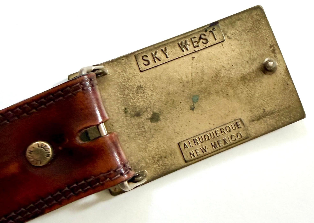 Vintage Turquoise Western Belt Brown Leather Strap