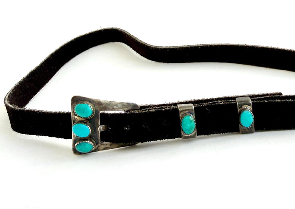Sterling Silver Turquoise Hat Band Vintage Native American Navajo Western Cowboy Hat