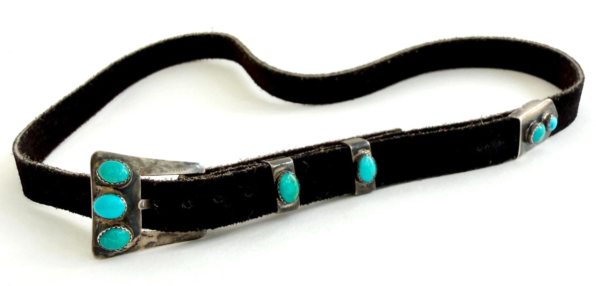 Sterling Silver Turquoise Hat Band Vintage Native American Navajo Western Cowboy Hat