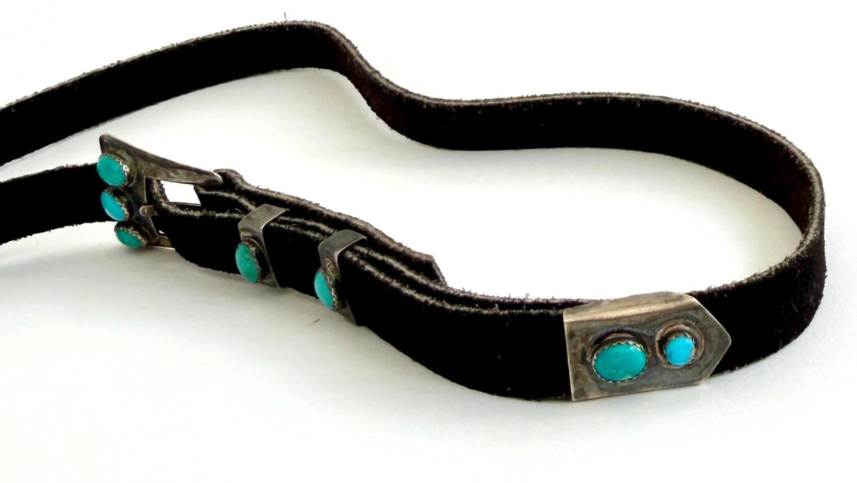 Sterling Silver Turquoise Hat Band Vintage Native American Navajo Western Cowboy Hat