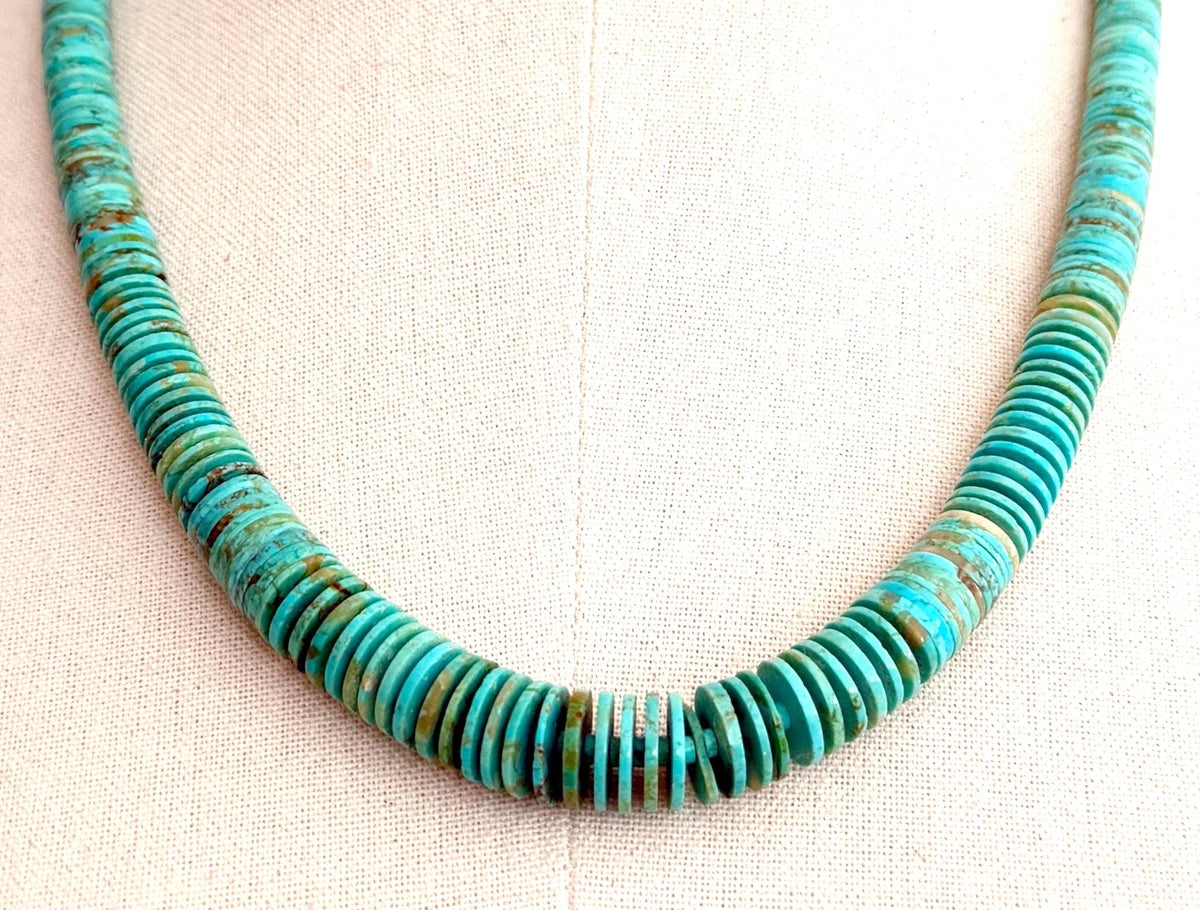 Vintage Turquoise Heishi Bead Necklace Vintage Native American Santo Domingo