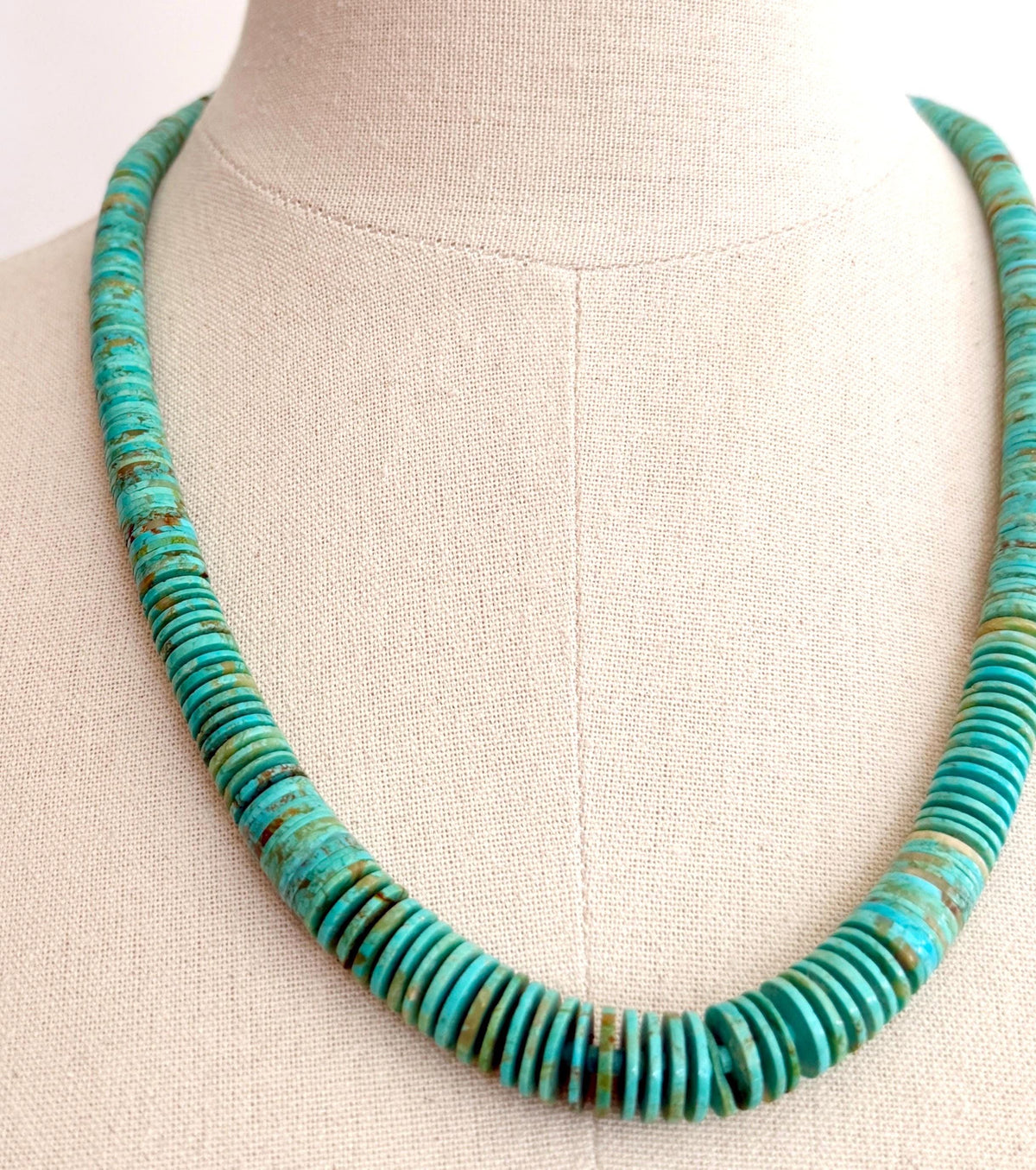 Vintage Turquoise Heishi Bead Necklace Vintage Native American Santo Domingo
