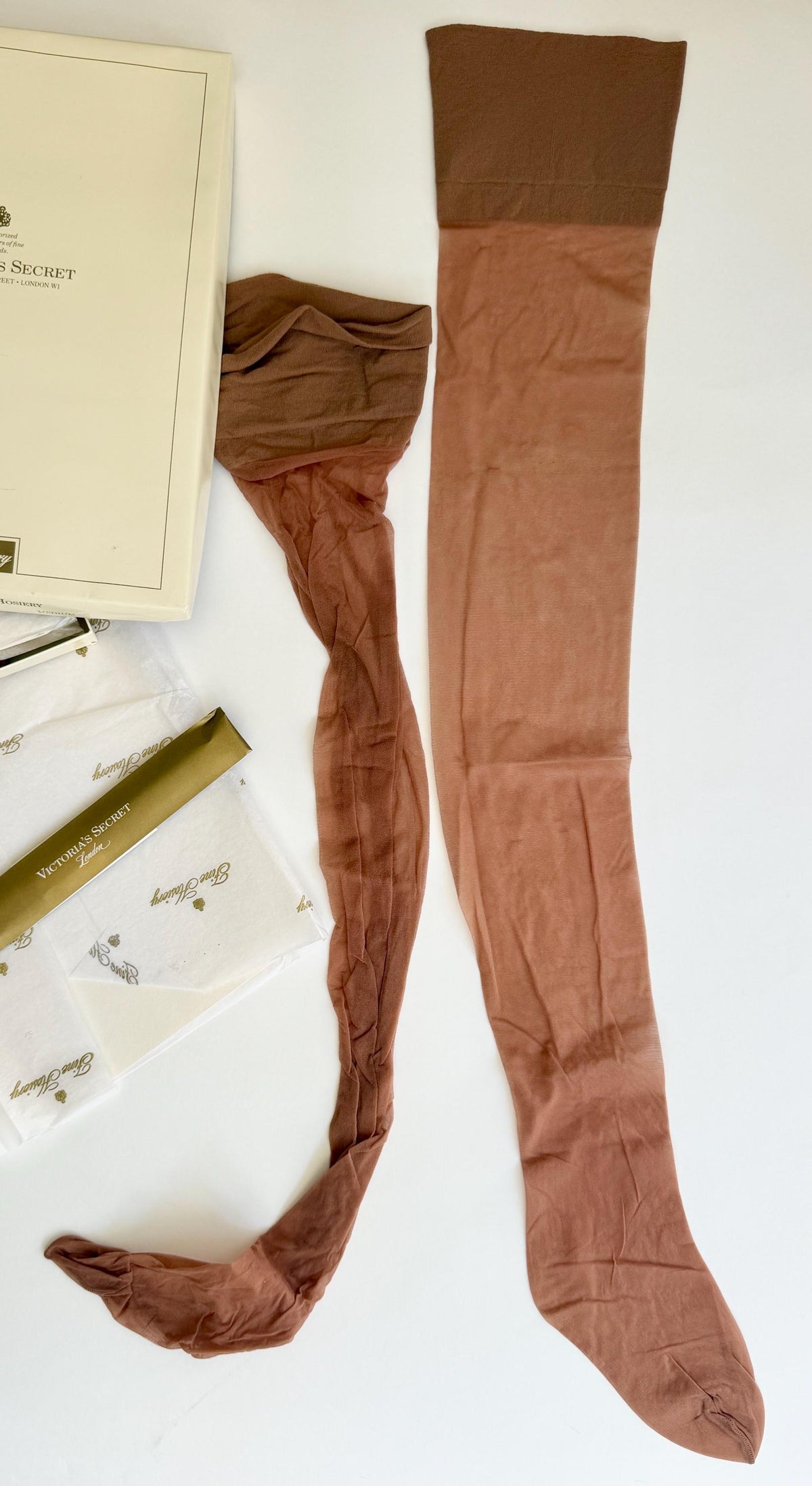 Old Stock 80s Victoria's Secret Hosiery Sheer Nude Stockings in Original Box