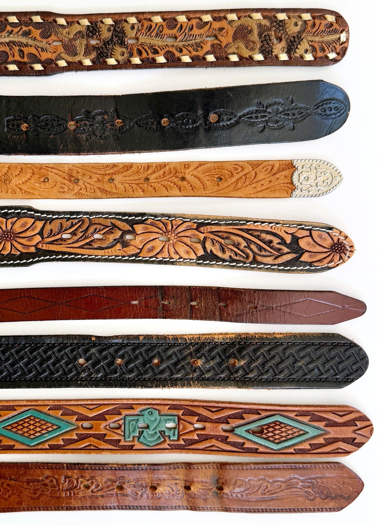 Vintage Tooled Leather Belt Western Boho Cowboy Style