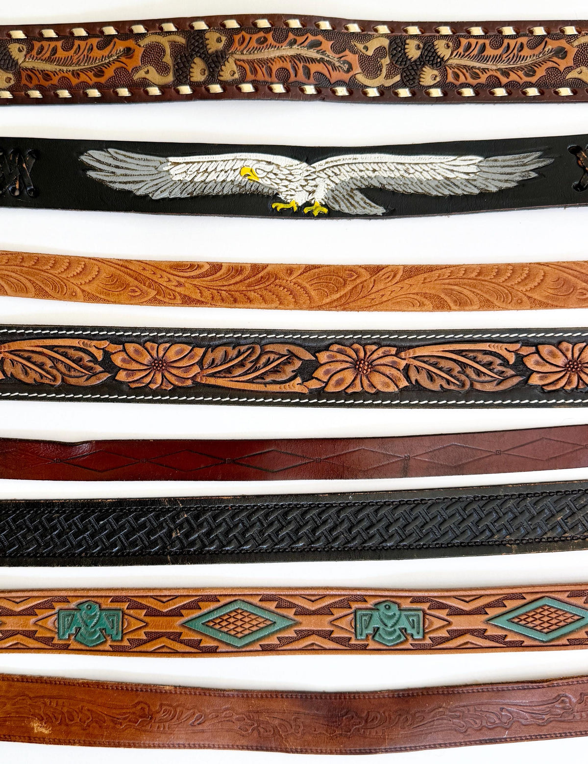 Vintage Tooled Leather Belt Western Boho Cowboy Style