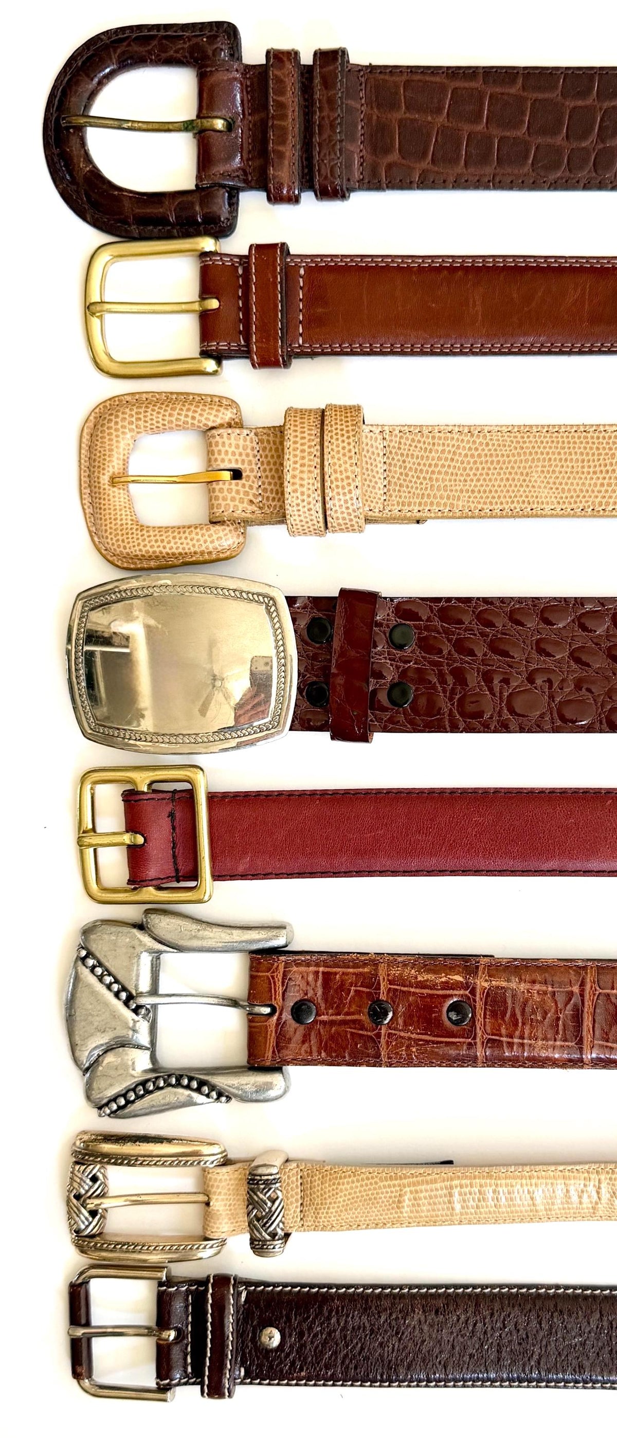 Vintage Brown Leather Belt 80s 90s Neutral Minimalist