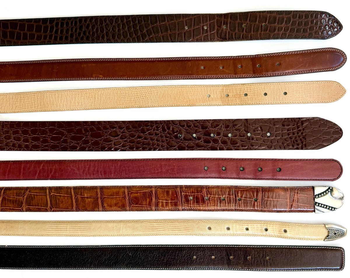Vintage Brown Leather Belt 80s 90s Neutral Minimalist