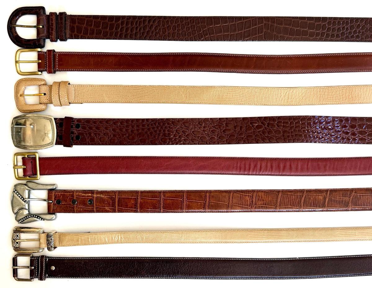 Vintage Brown Leather Belt 80s 90s Neutral Minimalist