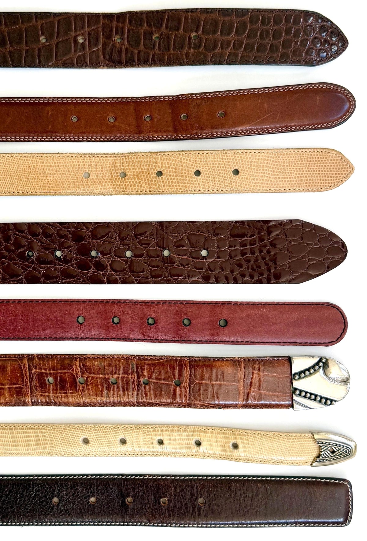 Vintage Brown Leather Belt 80s 90s Neutral Minimalist