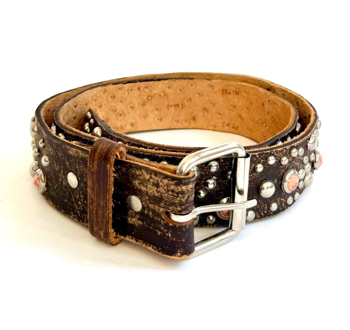 Vintage Studded Leather Belt Y2K Rocker Style