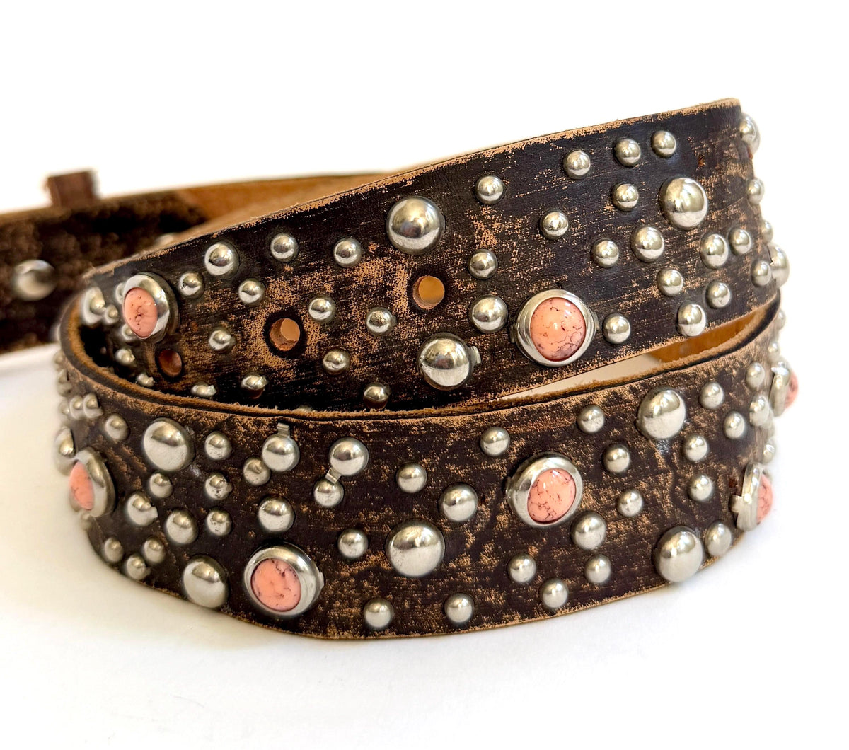 Vintage Studded Leather Belt Y2K Rocker Style