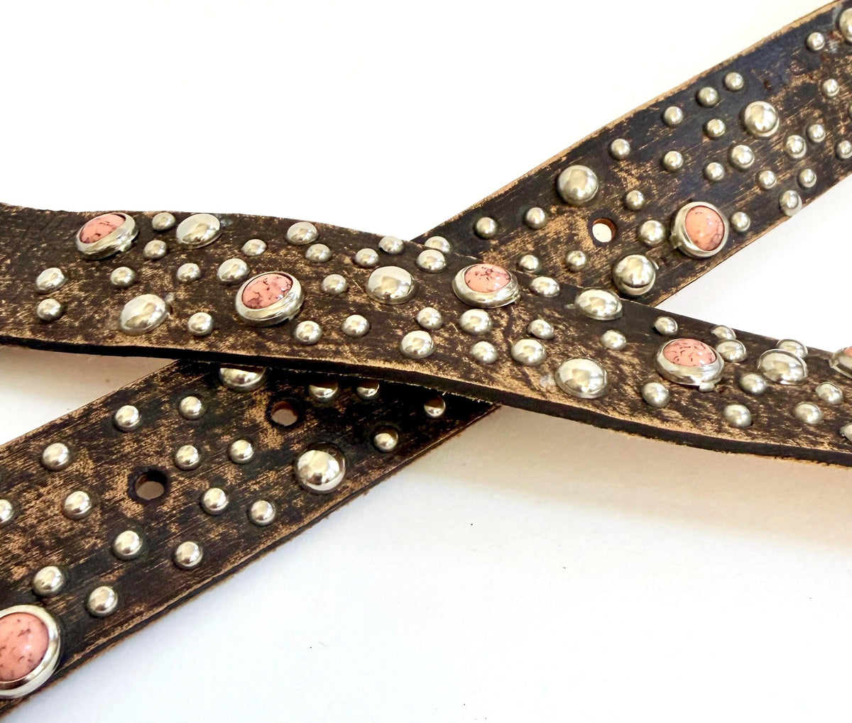 Vintage Studded Leather Belt Y2K Rocker Style