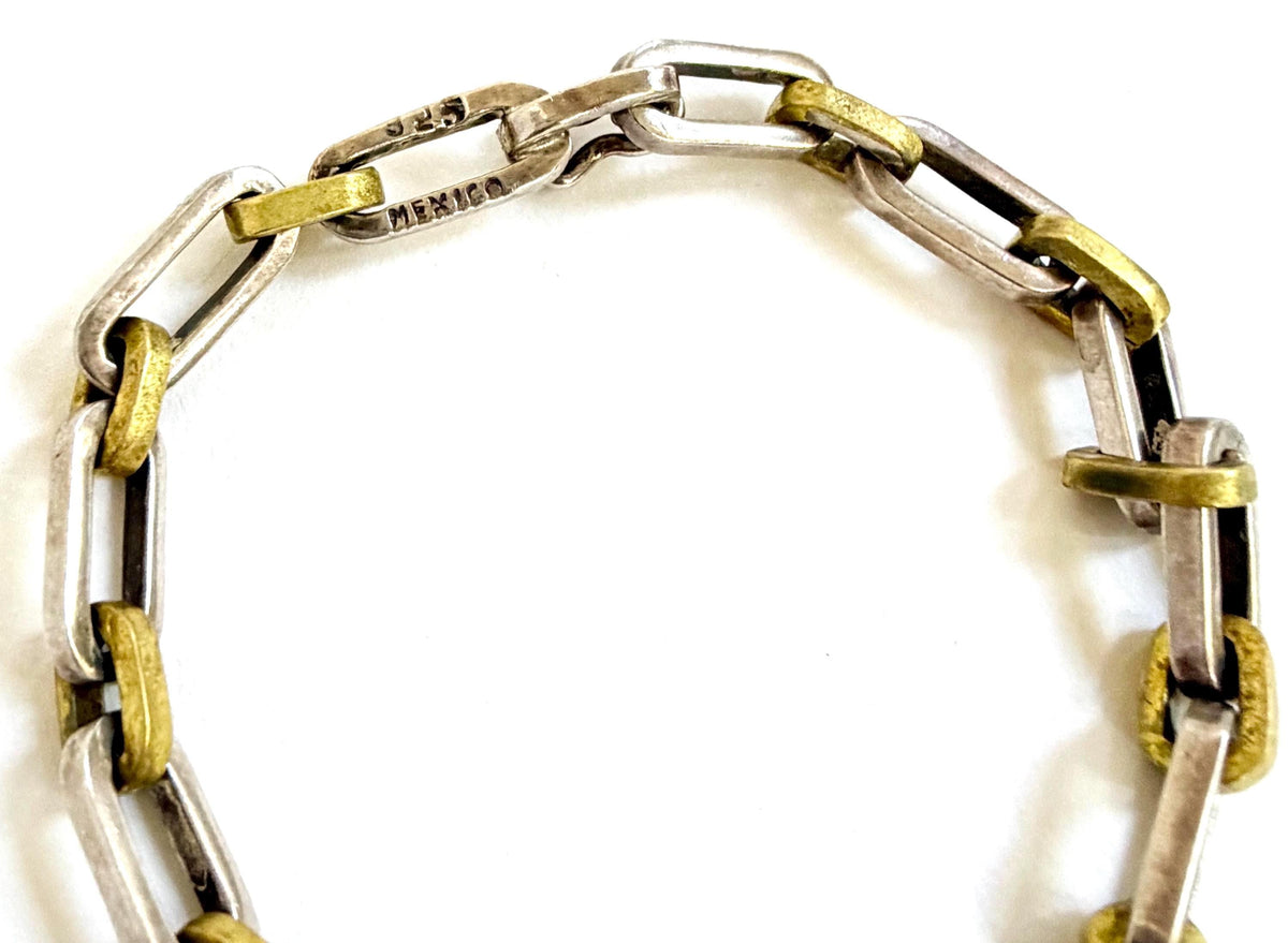 Vintage Sterling Silver Paperclip Link Bracelet Made in Mexico