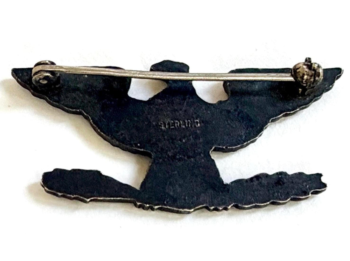 Vintage Sterling Silver US Military Pin Winged Eagle
