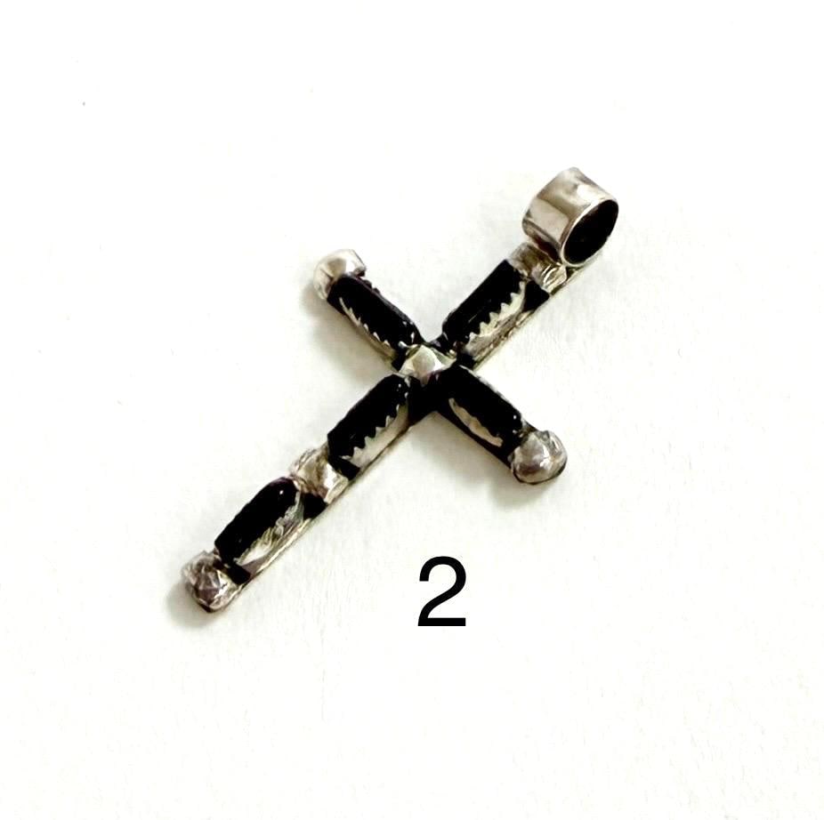 Vintage Zuni Cross Pendant Delicate Sterling Silver Religious Jewelry