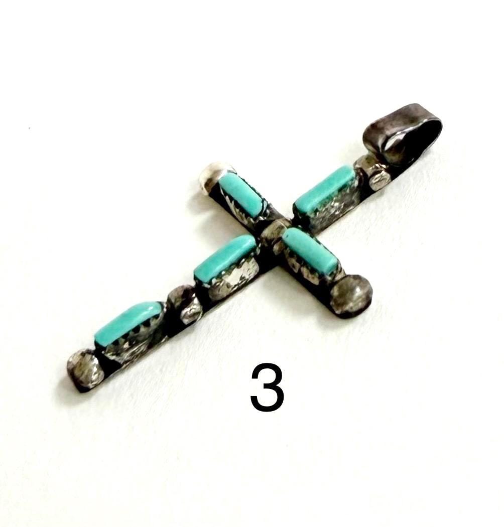Vintage Zuni Cross Pendant Delicate Sterling Silver Religious Jewelry