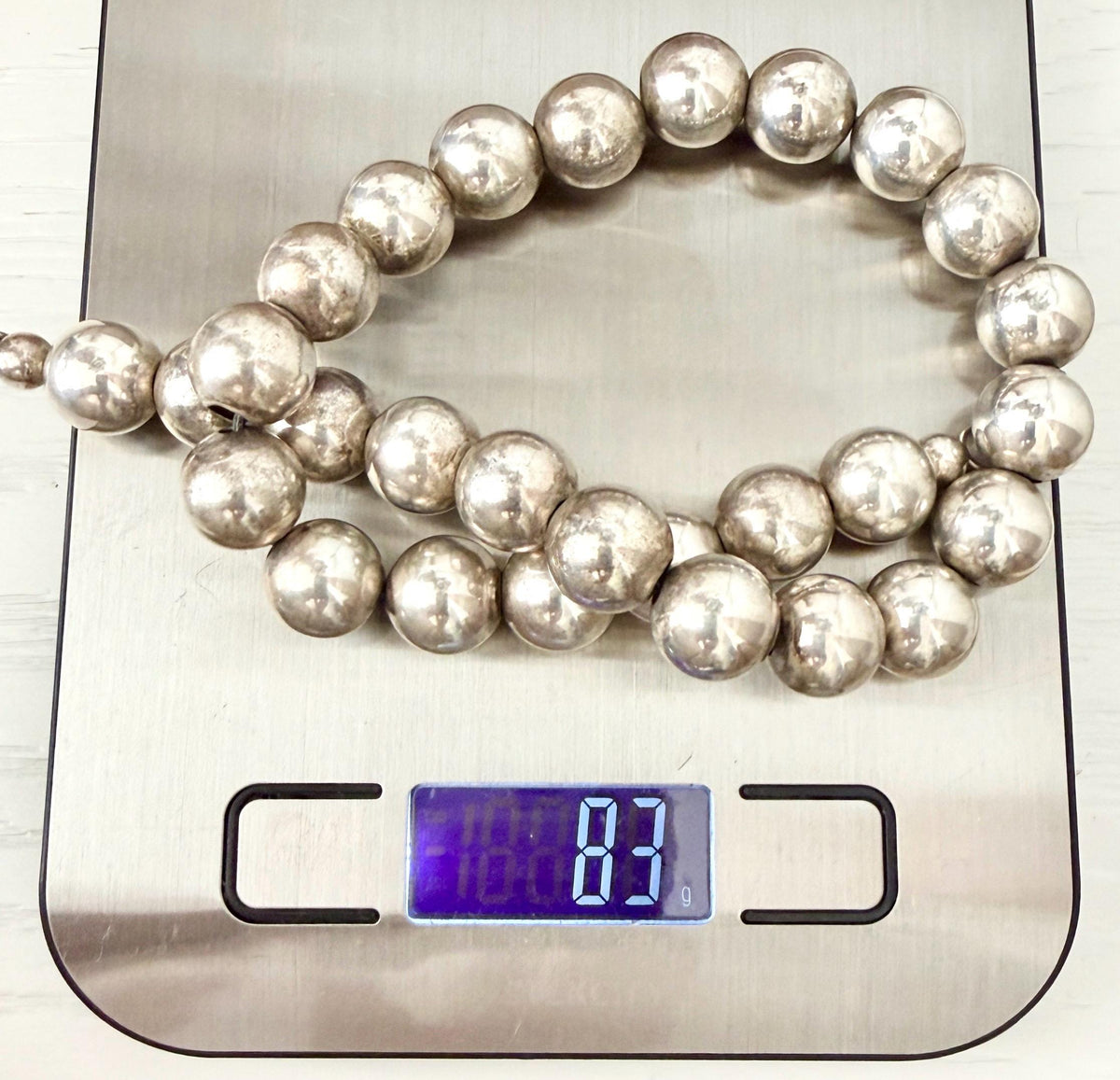 Vintage Navajo Pearl Necklace Native AmericanSterling Silver Beads 18"