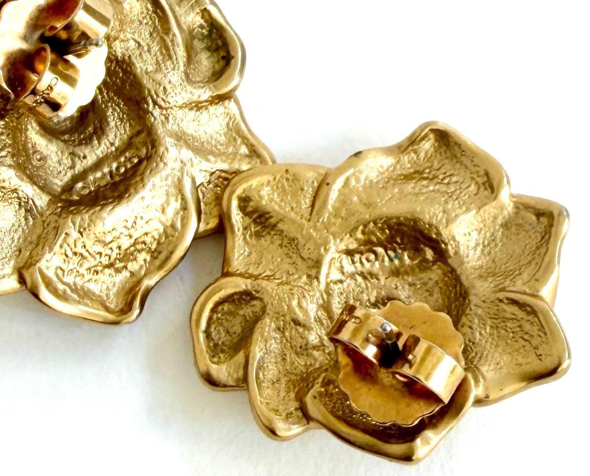 Vintage Gold Rose Flower Earrings 80s 90s Avon