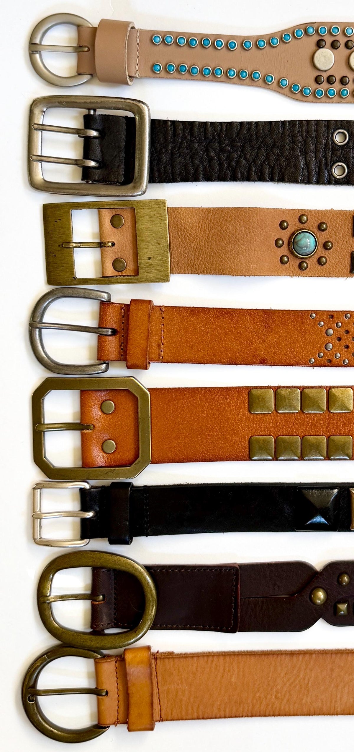 Vintage Studded Belt Brown Western Rock & Roll Y2K Styles