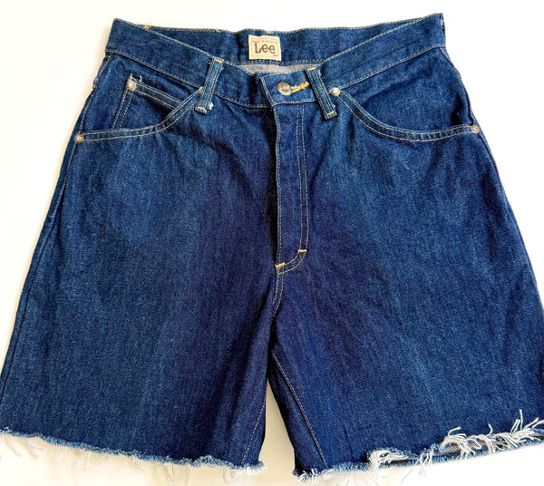 Made in Belgium LEE Riders Denim Shorts 70s Vintage Dark Wash Cut Offs