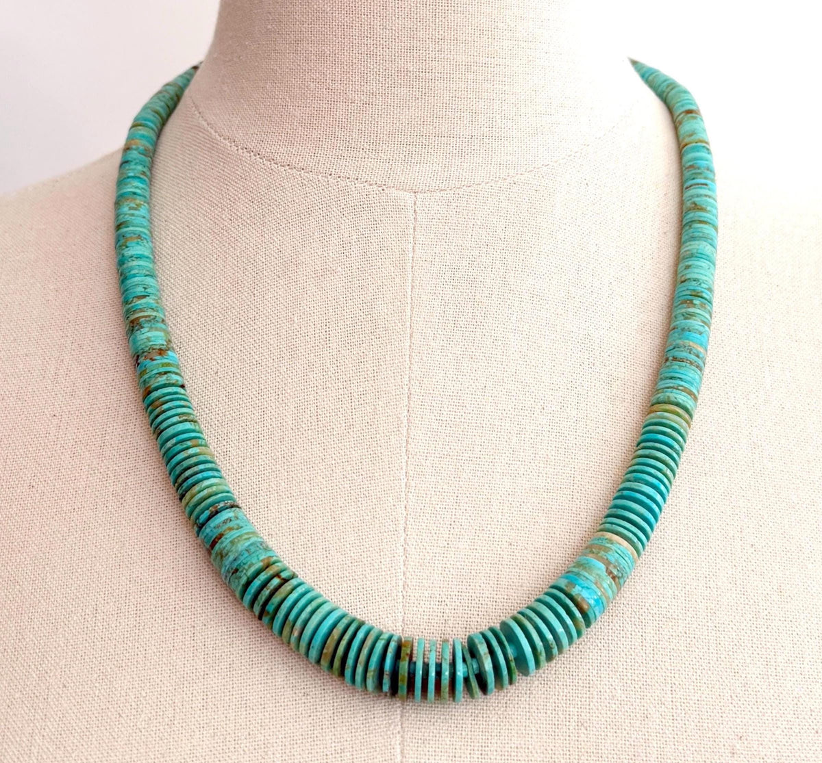 Vintage Turquoise Heishi Bead Necklace Vintage Native American Santo Domingo