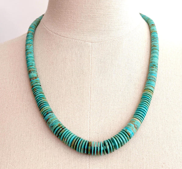 Vintage Turquoise Heishi Bead Necklace Vintage Native American Santo Domingo