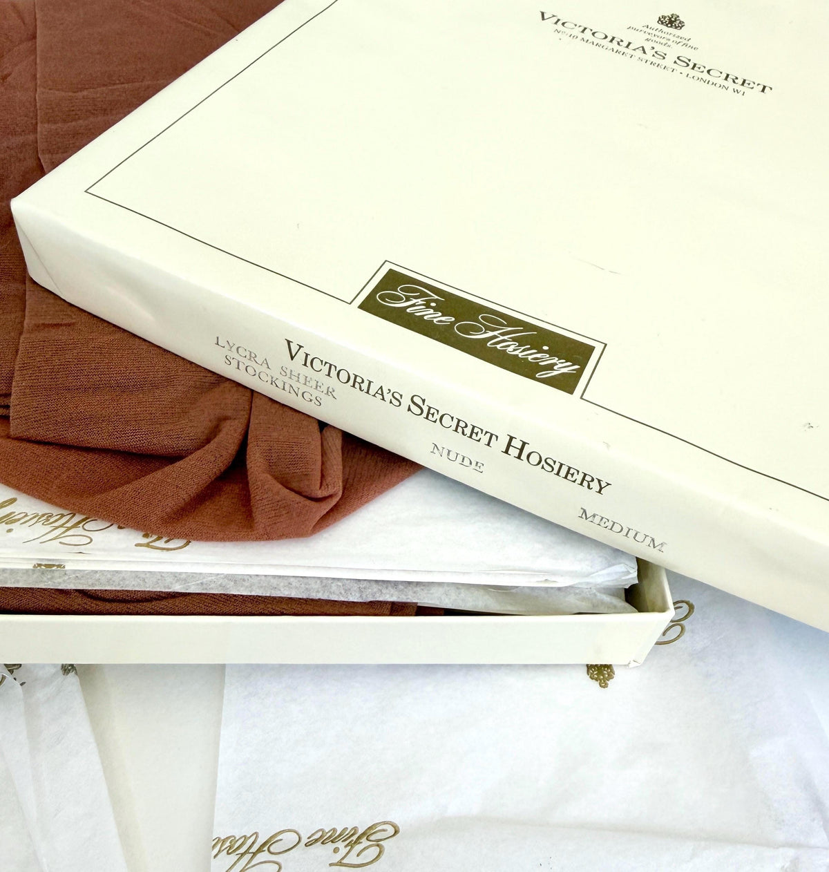 Old Stock 80s Victoria's Secret Hosiery Sheer Nude Stockings in Original Box
