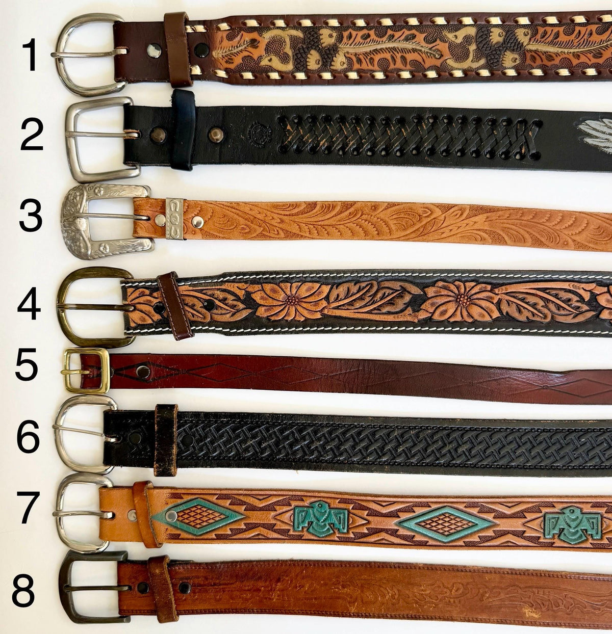 Vintage Tooled Leather Belt Western Boho Cowboy Style