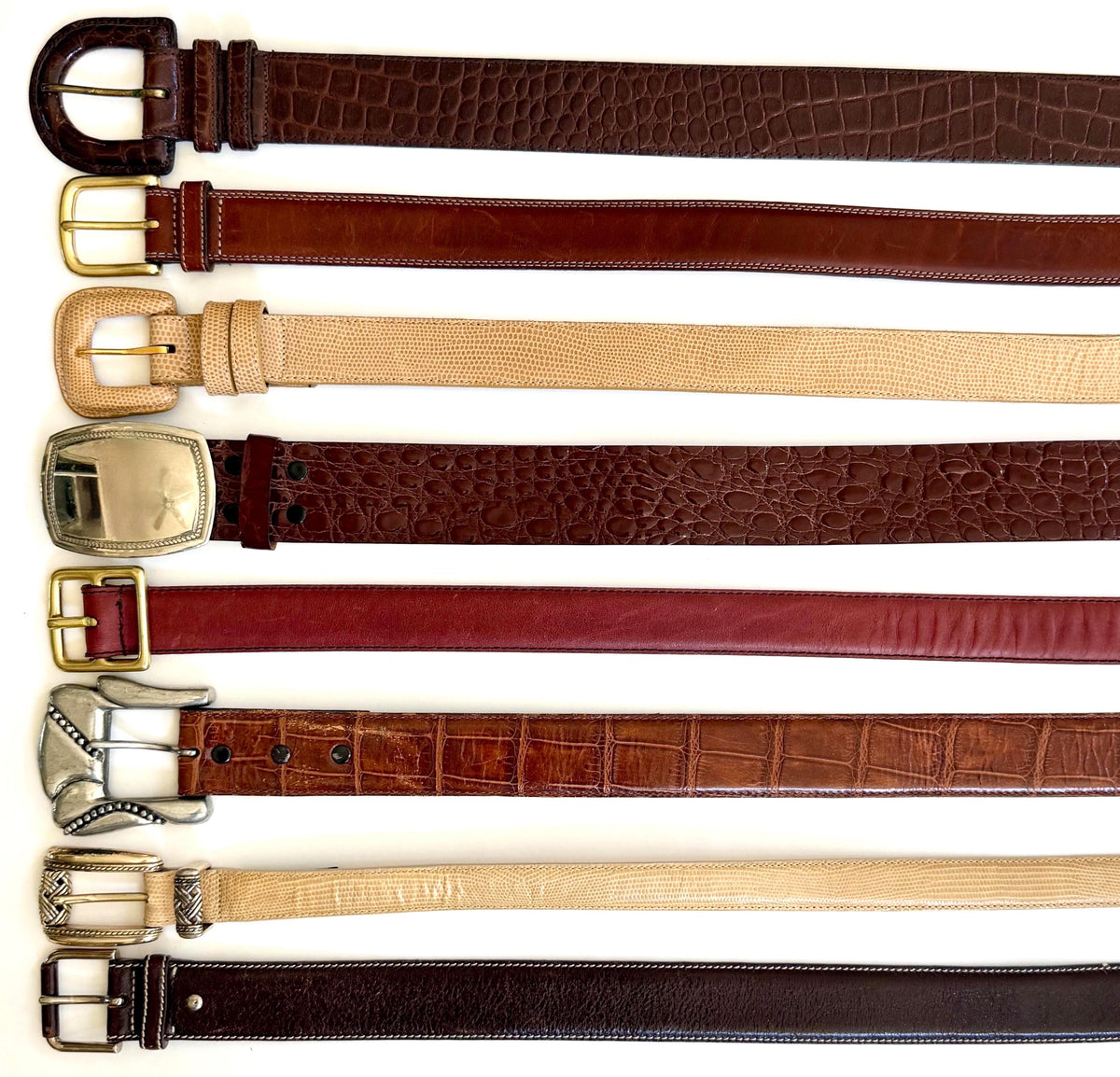 Vintage Brown Leather Belt 80s 90s Neutral Minimalist