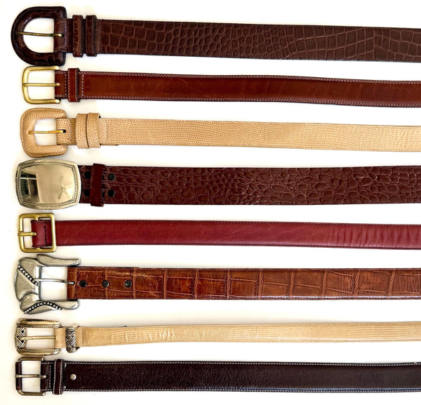 Vintage Brown Leather Belt 80s 90s Neutral Minimalist
