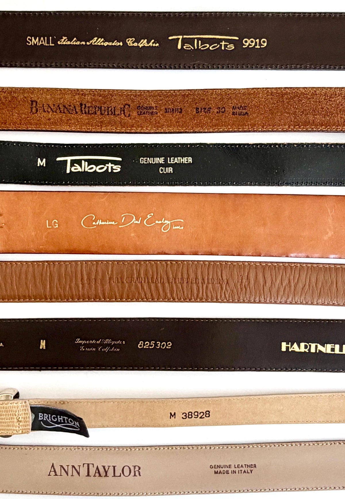 Vintage Brown Leather Belt 80s 90s Neutral Minimalist