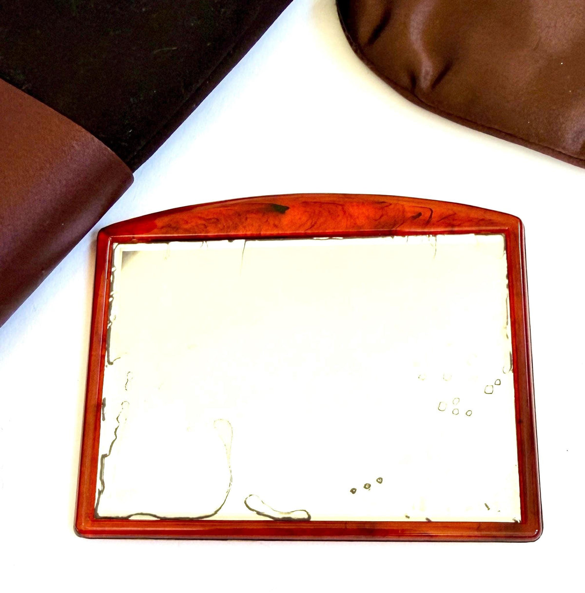 Vintage Chocolate Brown Clutch Purse Gold Kiss Lock Mid Century Coblentz Original