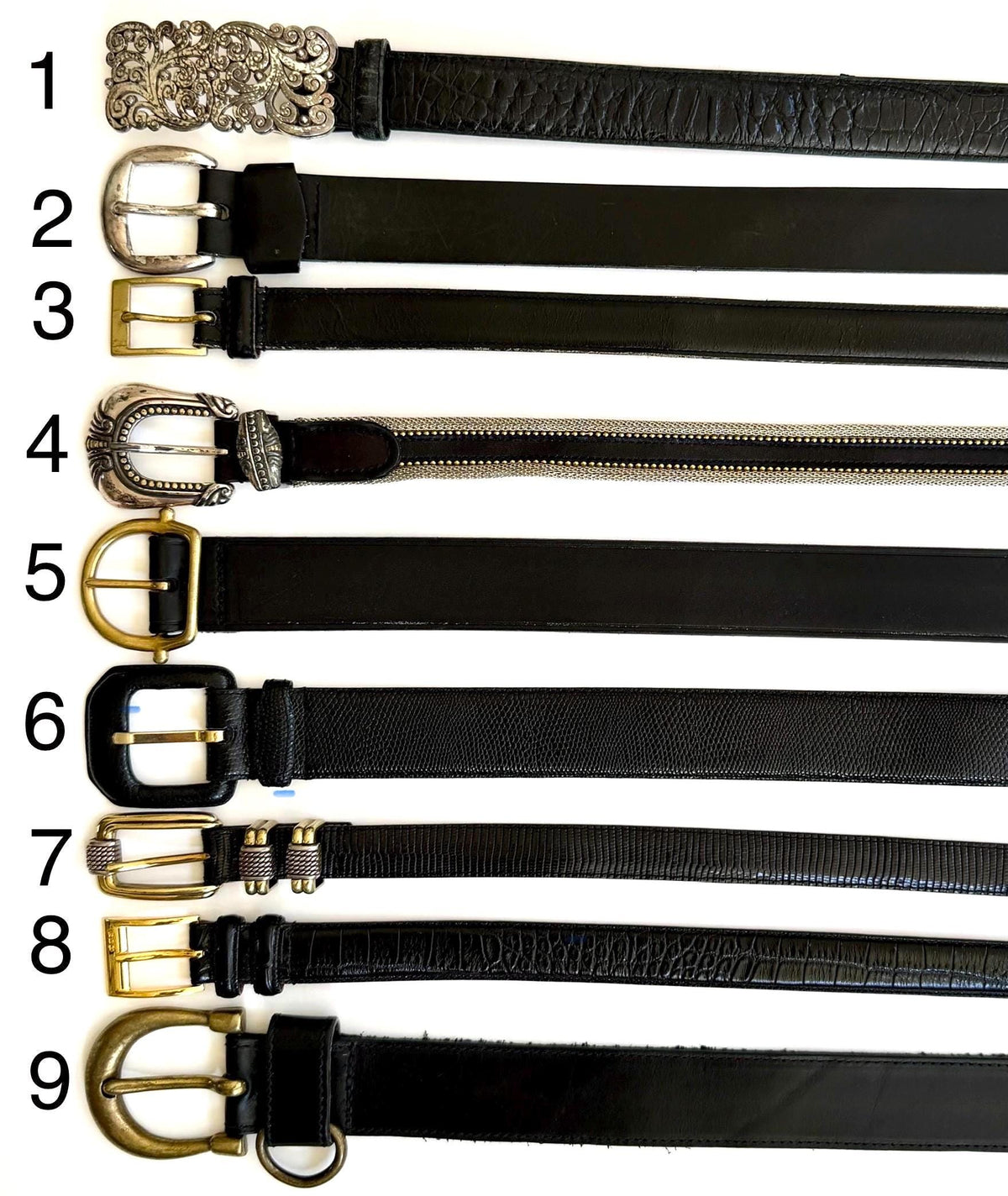 Vintage Black Leather Belt 80s 90s Neutral Minimalist Womens Dress Belts