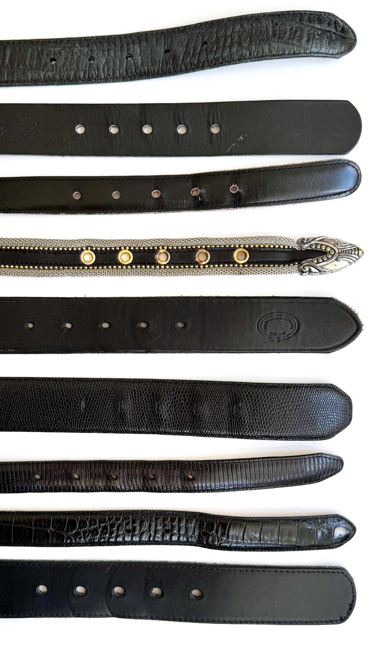 Vintage Black Leather Belt 80s 90s Neutral Minimalist Womens Dress Belts