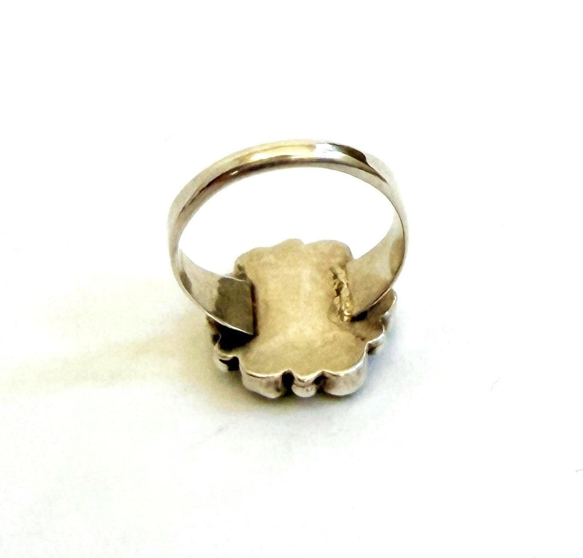 Vintage Turquoise Cluster Ring Native American Sterling Silver Size 7.25