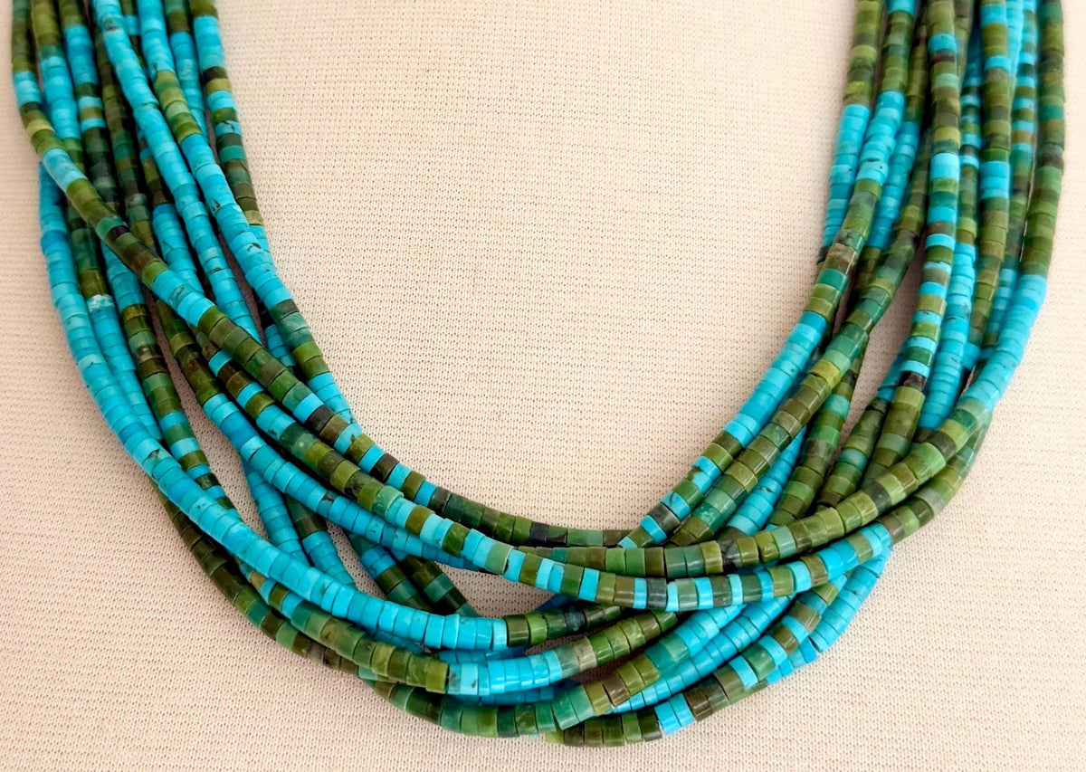 Vintage Turquoise Heishi Bead Necklace Vintage Native American Santo Domingo