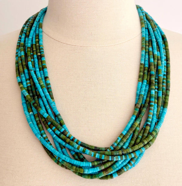 Vintage Turquoise Heishi Bead Necklace Vintage Native American Santo Domingo