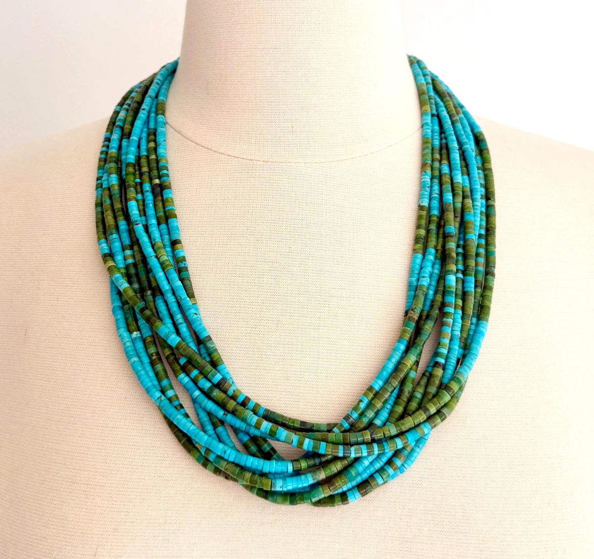 Vintage Turquoise Heishi Bead Necklace Vintage Native American Santo Domingo